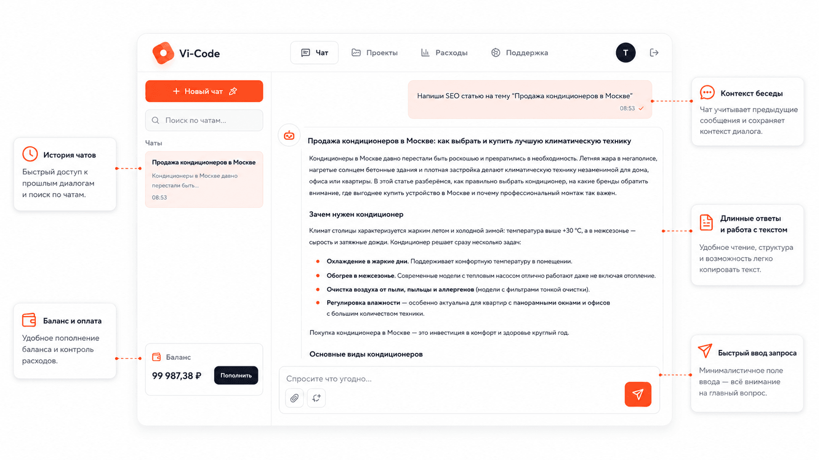 Реальный интерфейс Vi-Code